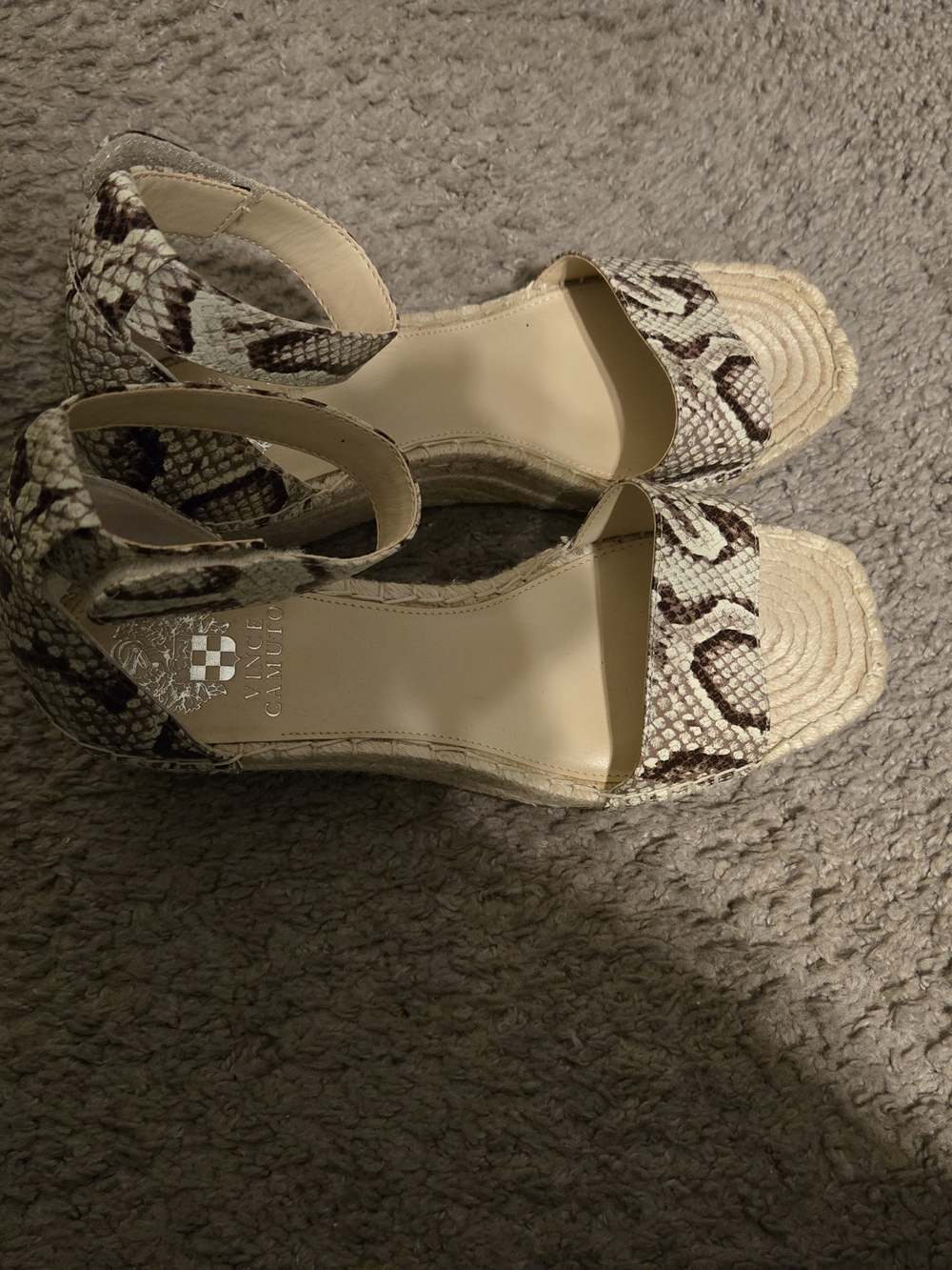 Vince Camuto Neutral Snake-Print Espadrille Wedges